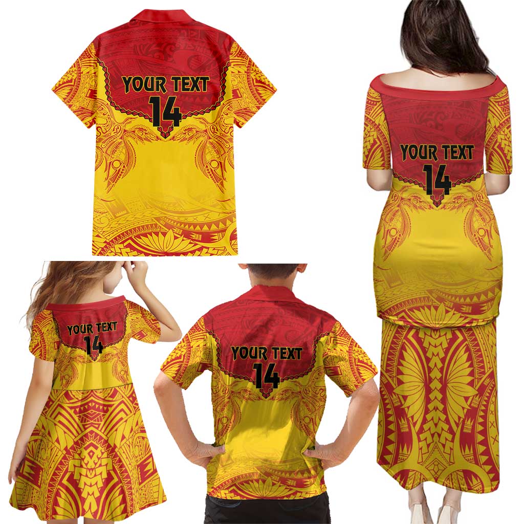 Papua New Guinea Rugby Custom Family Matching Puletasi and Hawaiian Shirt Go Kumuls PNG - Polynesian Pattern