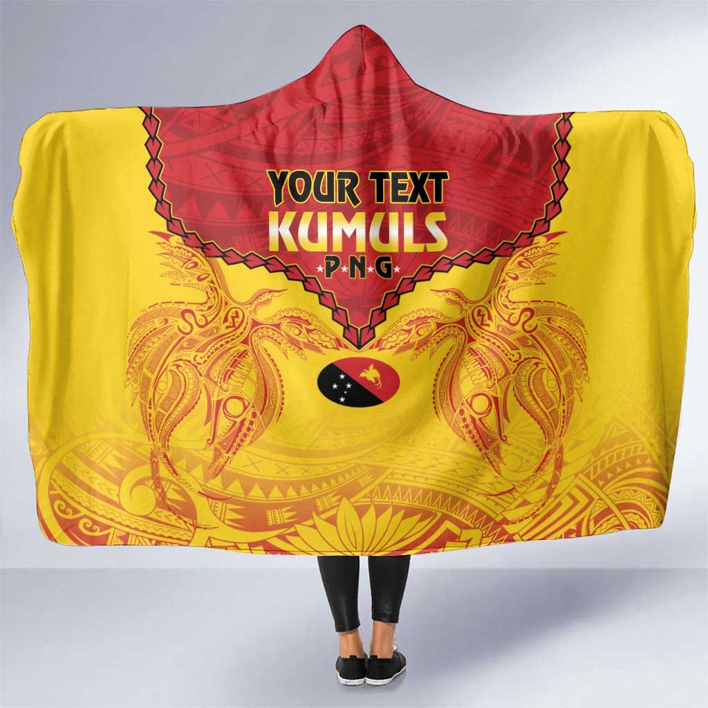 Papua New Guinea Rugby Custom Hooded Blanket Go Kumuls PNG - Polynesian Pattern LT14 One Size Yellow - Polynesian Pride
