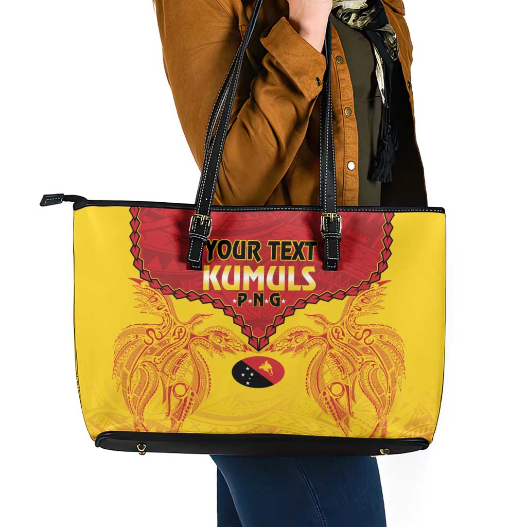 Papua New Guinea Rugby Custom Leather Tote Bag Go Kumuls PNG - Polynesian Pattern LT14 - Polynesian Pride