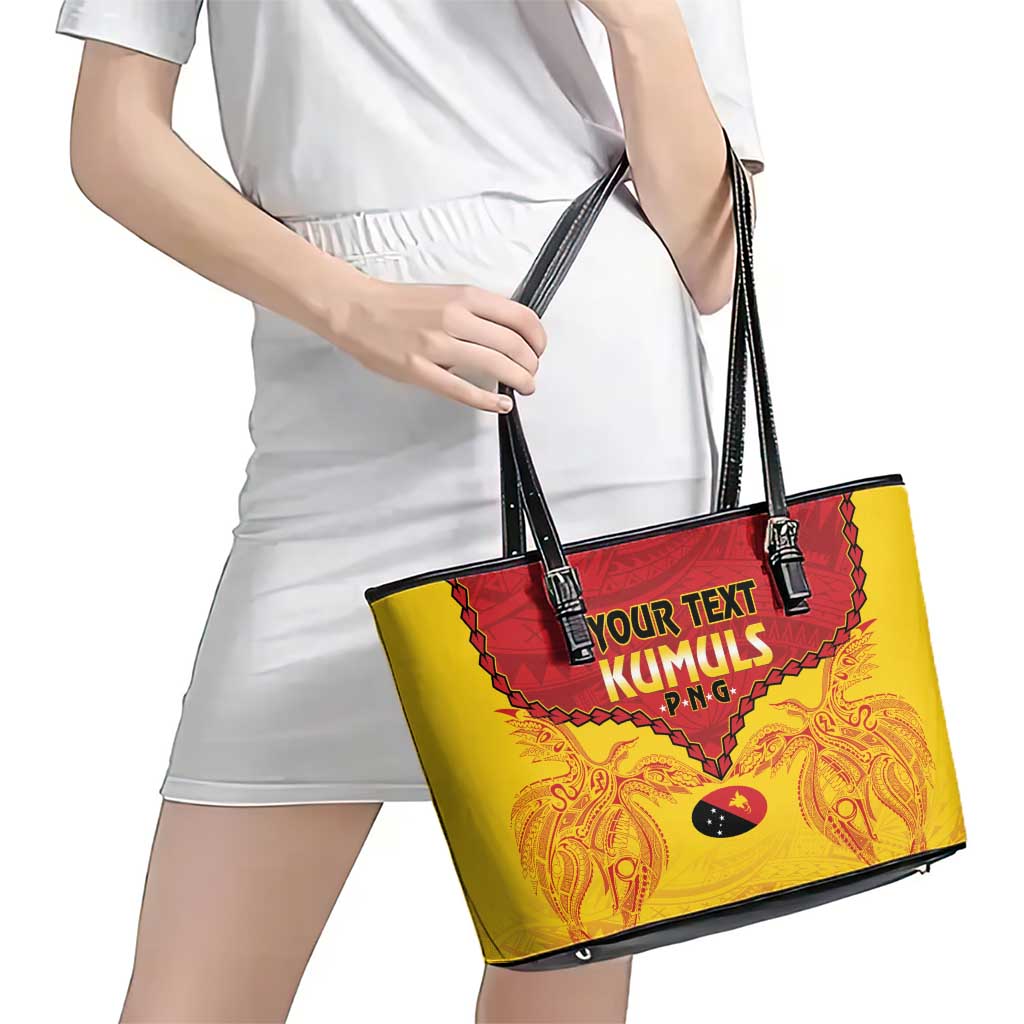 Papua New Guinea Rugby Custom Leather Tote Bag Go Kumuls PNG - Polynesian Pattern LT14 - Polynesian Pride