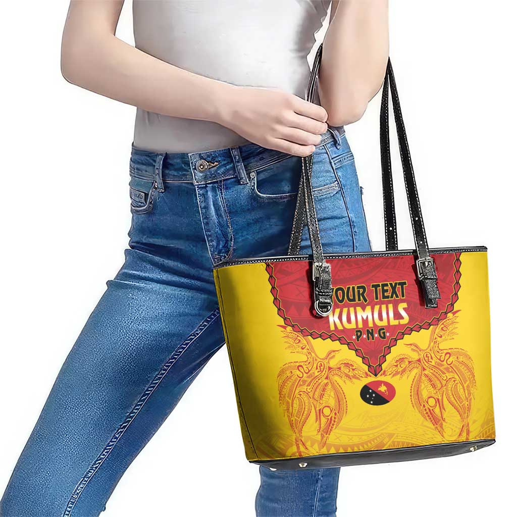 Papua New Guinea Rugby Custom Leather Tote Bag Go Kumuls PNG - Polynesian Pattern LT14 - Polynesian Pride