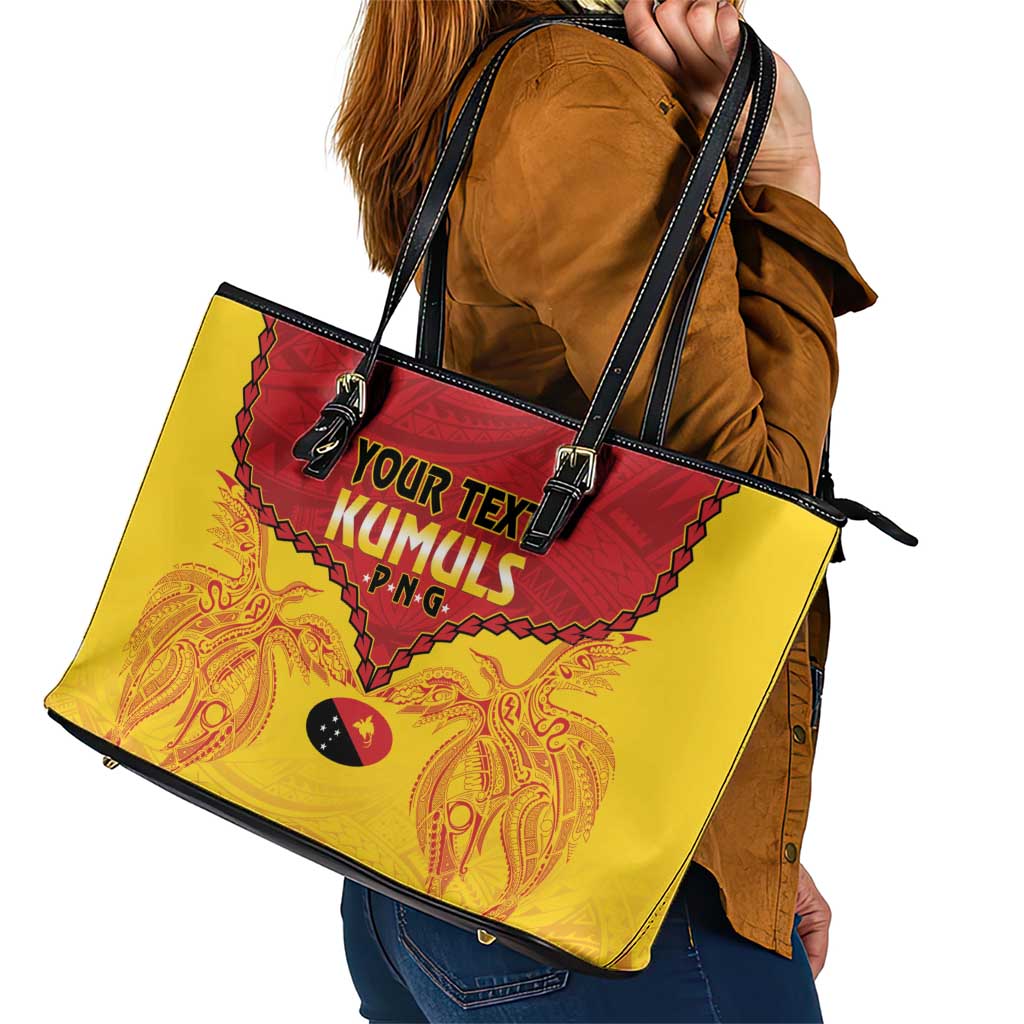 Papua New Guinea Rugby Custom Leather Tote Bag Go Kumuls PNG - Polynesian Pattern LT14 - Polynesian Pride
