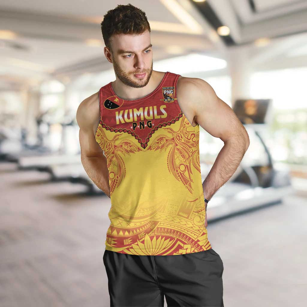 Papua New Guinea Rugby Custom Men Tank Top Go Kumuls PNG - Polynesian Pattern LT14 Yellow - Polynesian Pride