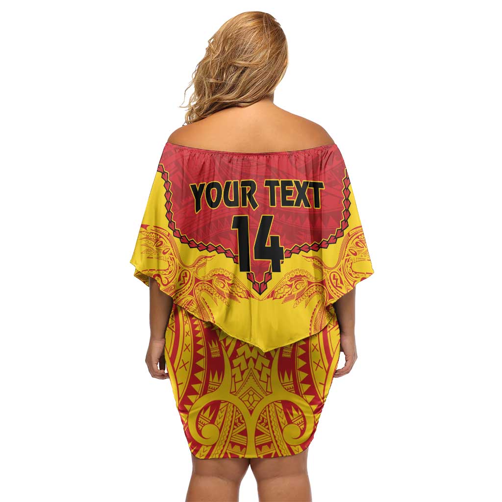 Papua New Guinea Rugby Custom Off Shoulder Short Dress Go Kumuls PNG - Polynesian Pattern