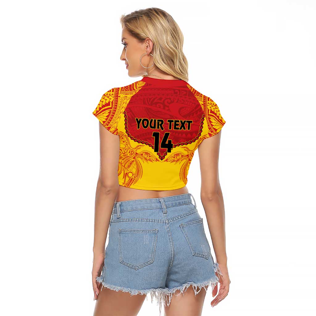 Papua New Guinea Rugby Custom Raglan Cropped T Shirt Go Kumuls PNG - Polynesian Pattern LT14 - Polynesian Pride