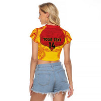 Papua New Guinea Rugby Custom Raglan Cropped T Shirt Go Kumuls PNG - Polynesian Pattern LT14 - Polynesian Pride