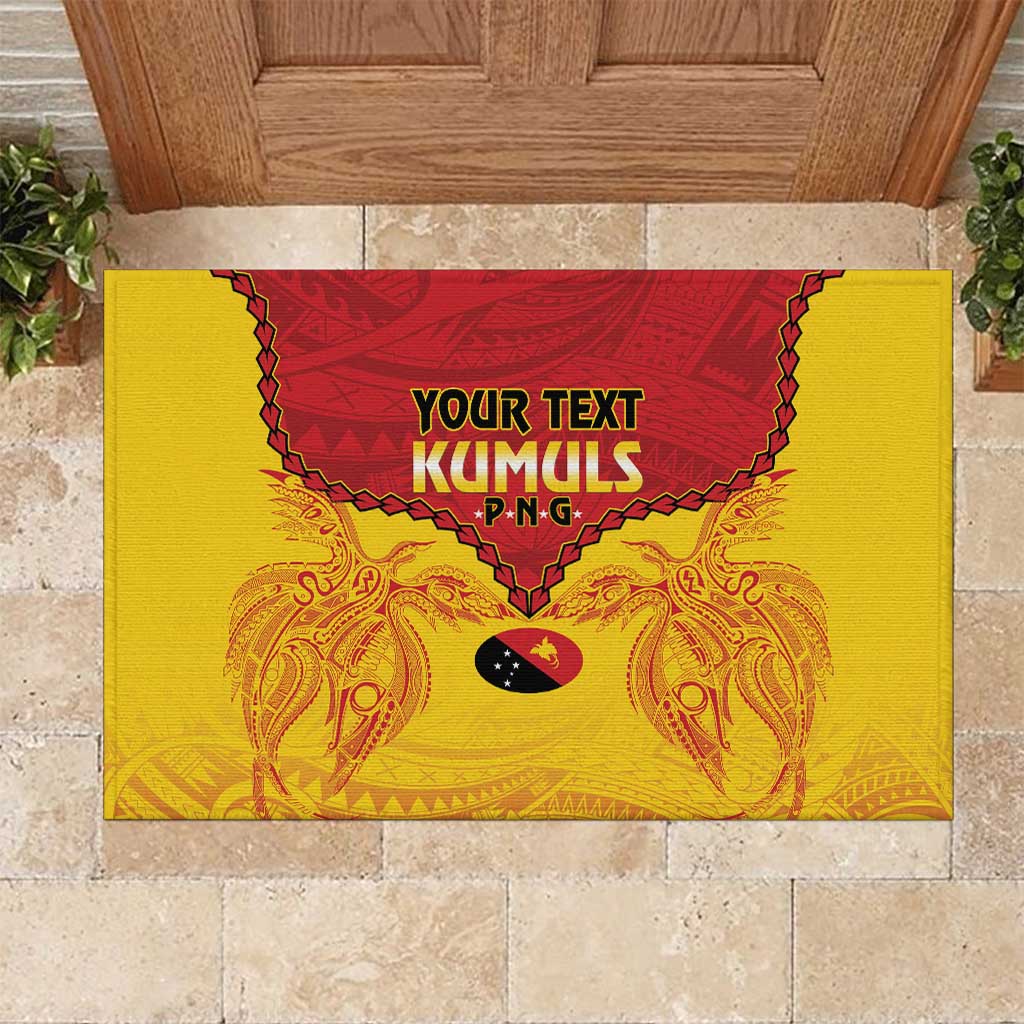Papua New Guinea Rugby Custom Rubber Doormat Go Kumuls PNG - Polynesian Pattern LT14 Yellow - Polynesian Pride