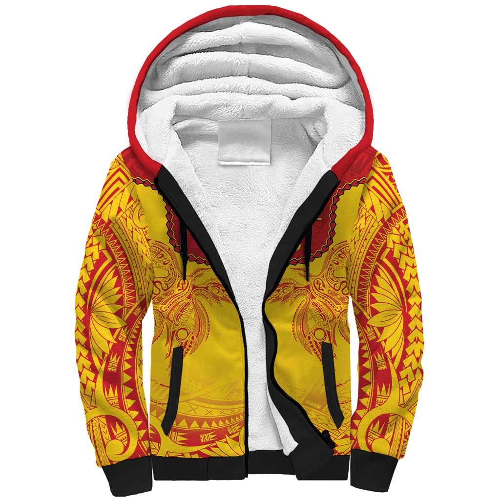Papua New Guinea Rugby Custom Sherpa Hoodie Go Kumuls PNG - Polynesian Pattern LT14 Unisex Yellow - Polynesian Pride