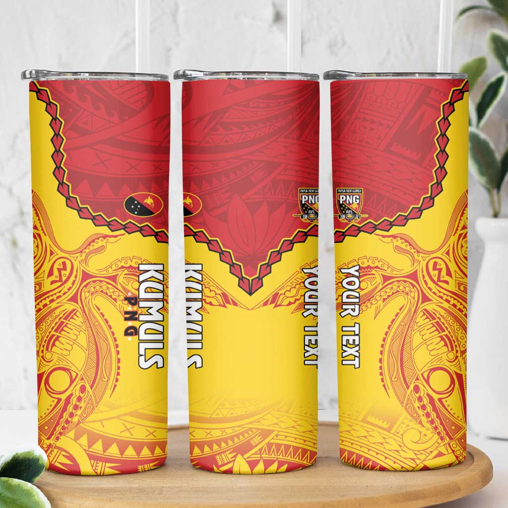 Custom Papua New Guinea Rugby Skinny Tumbler Go Kumuls PNG - Polynesian Pattern