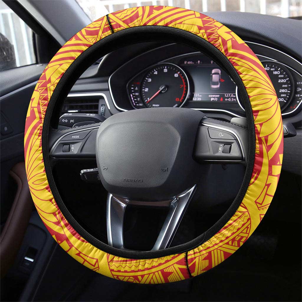 Papua New Guinea Rugby Steering Wheel Cover Go Kumuls PNG - Polynesian Pattern LT14 - Polynesian Pride
