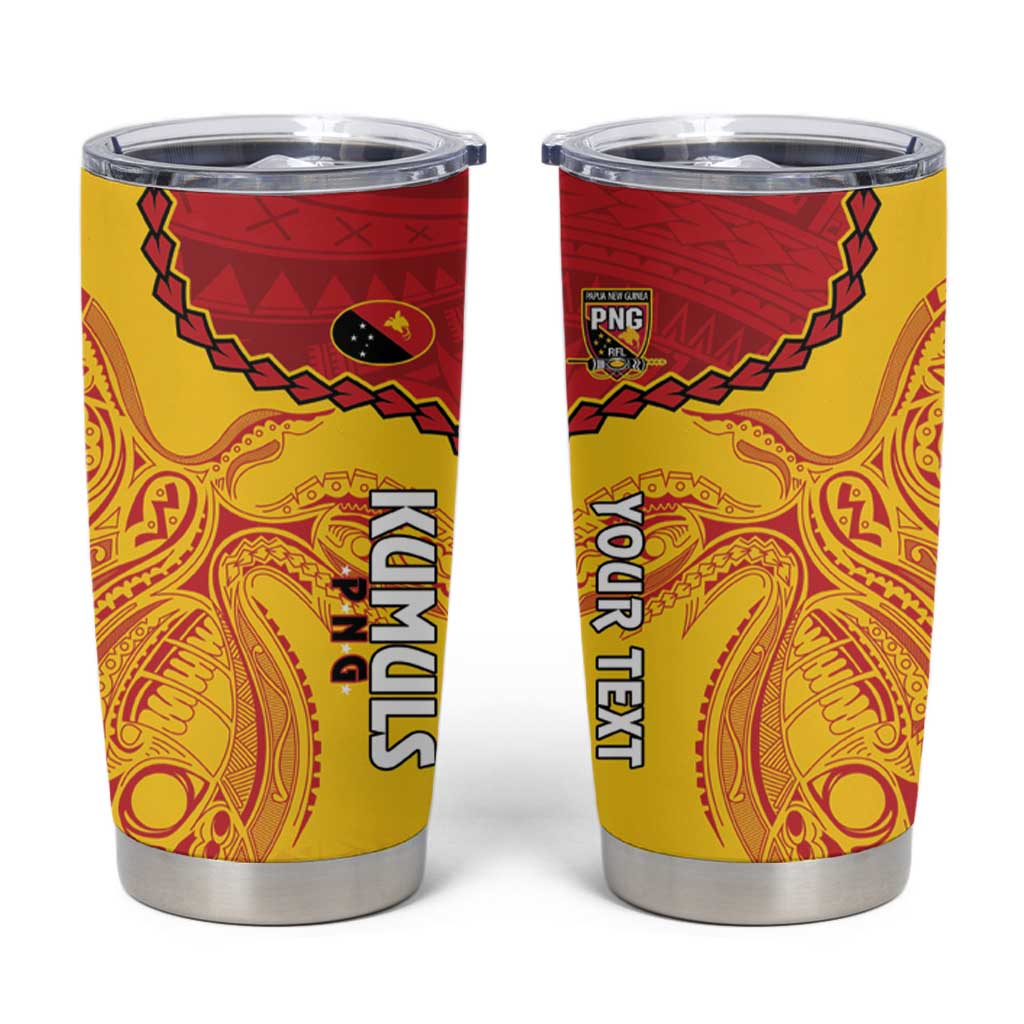 Custom Papua New Guinea Rugby Tumbler Cup Go Kumuls PNG - Polynesian Pattern LT14 Yellow - Polynesian Pride