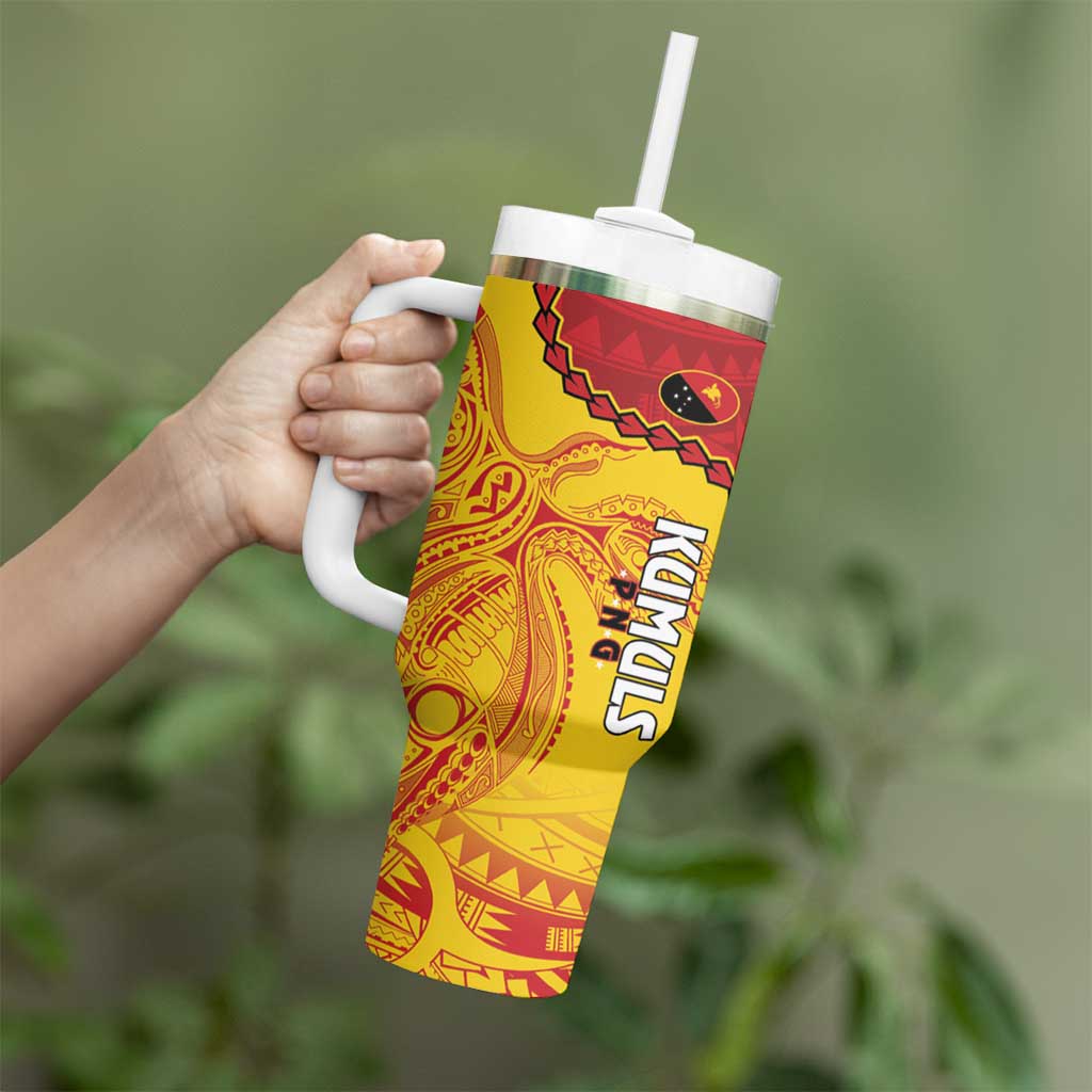 Custom Papua New Guinea Rugby Tumbler With Handle Go Kumuls PNG - Polynesian Pattern LT14 - Polynesian Pride