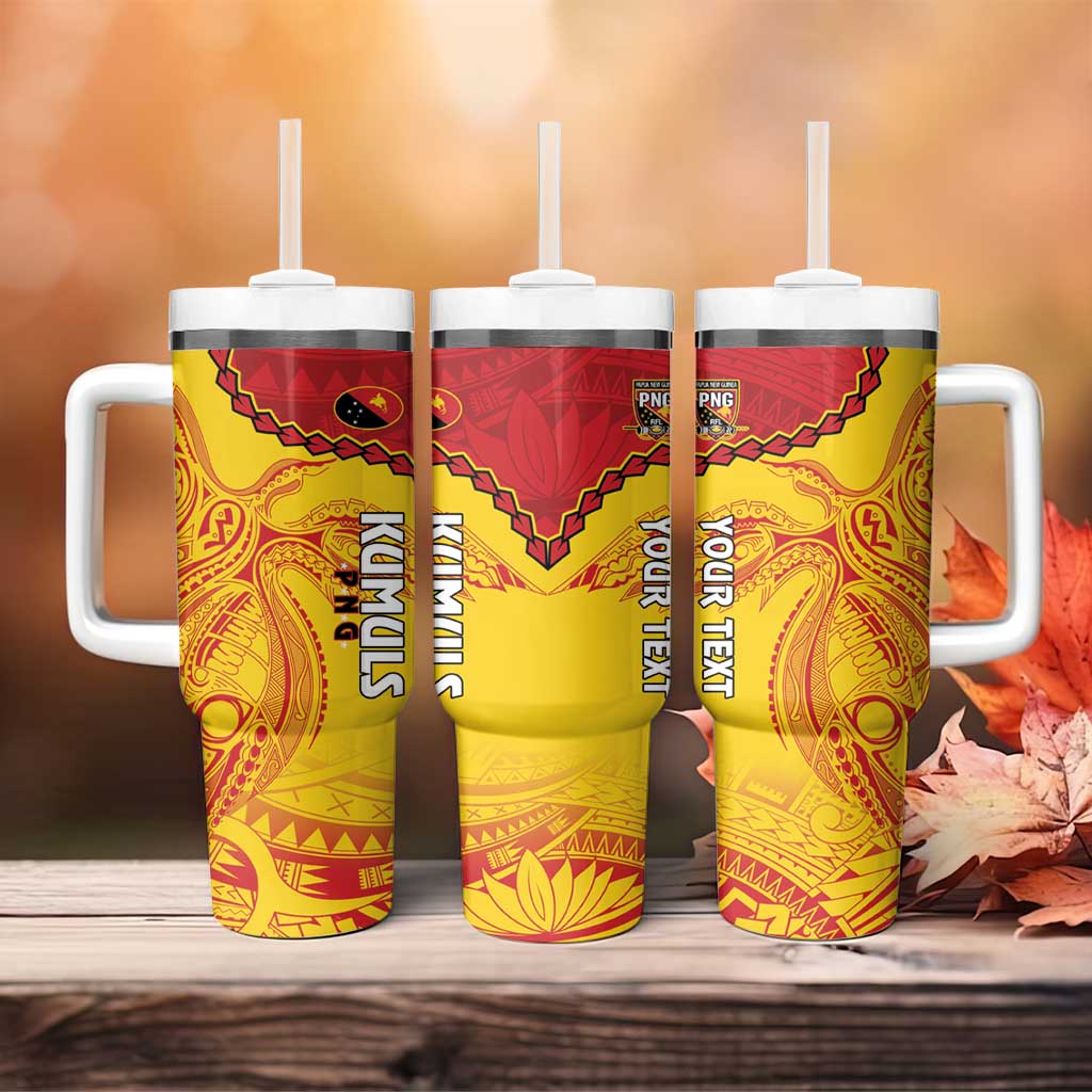 Custom Papua New Guinea Rugby Tumbler With Handle Go Kumuls PNG - Polynesian Pattern LT14 - Polynesian Pride
