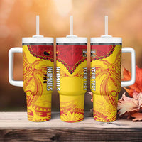 Custom Papua New Guinea Rugby Tumbler With Handle Go Kumuls PNG - Polynesian Pattern LT14 - Polynesian Pride