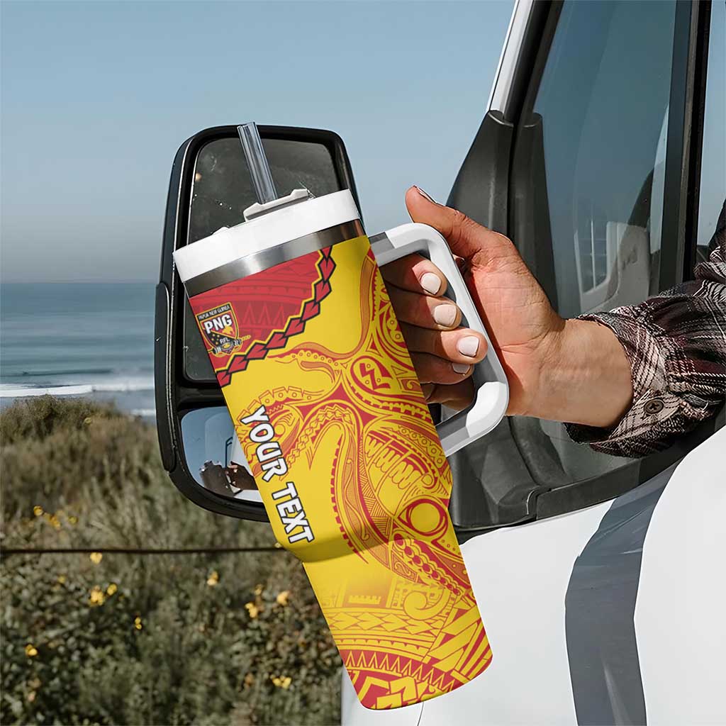 Custom Papua New Guinea Rugby Tumbler With Handle Go Kumuls PNG - Polynesian Pattern LT14 - Polynesian Pride