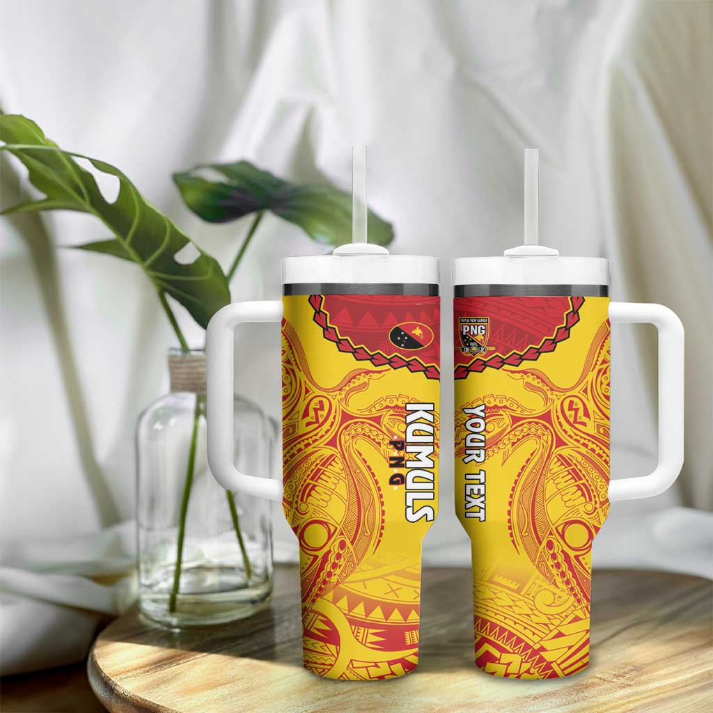 Custom Papua New Guinea Rugby Tumbler With Handle Go Kumuls PNG - Polynesian Pattern LT14 - Polynesian Pride