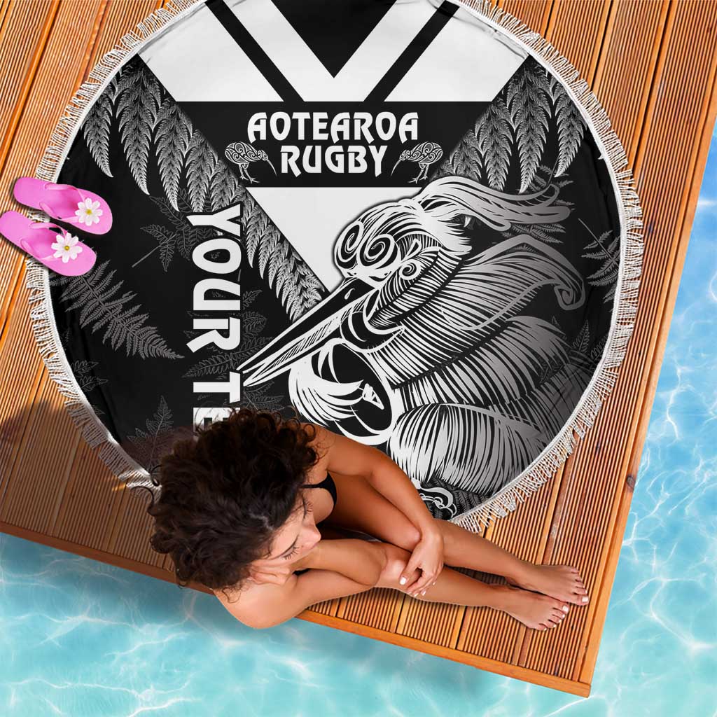 Aotearoa Silver Fern Rugby Custom Beach Blanket 2024 Go Kiwi LT14 - Polynesian Pride