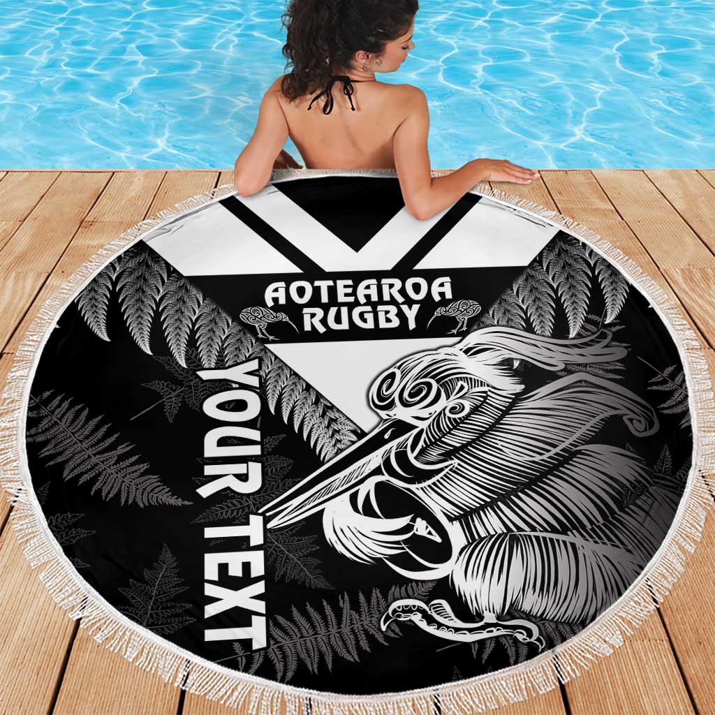 Aotearoa Silver Fern Rugby Custom Beach Blanket 2024 Go Kiwi LT14 - Polynesian Pride