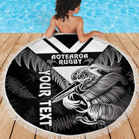 Aotearoa Silver Fern Rugby Custom Beach Blanket 2024 Go Kiwi LT14 - Polynesian Pride