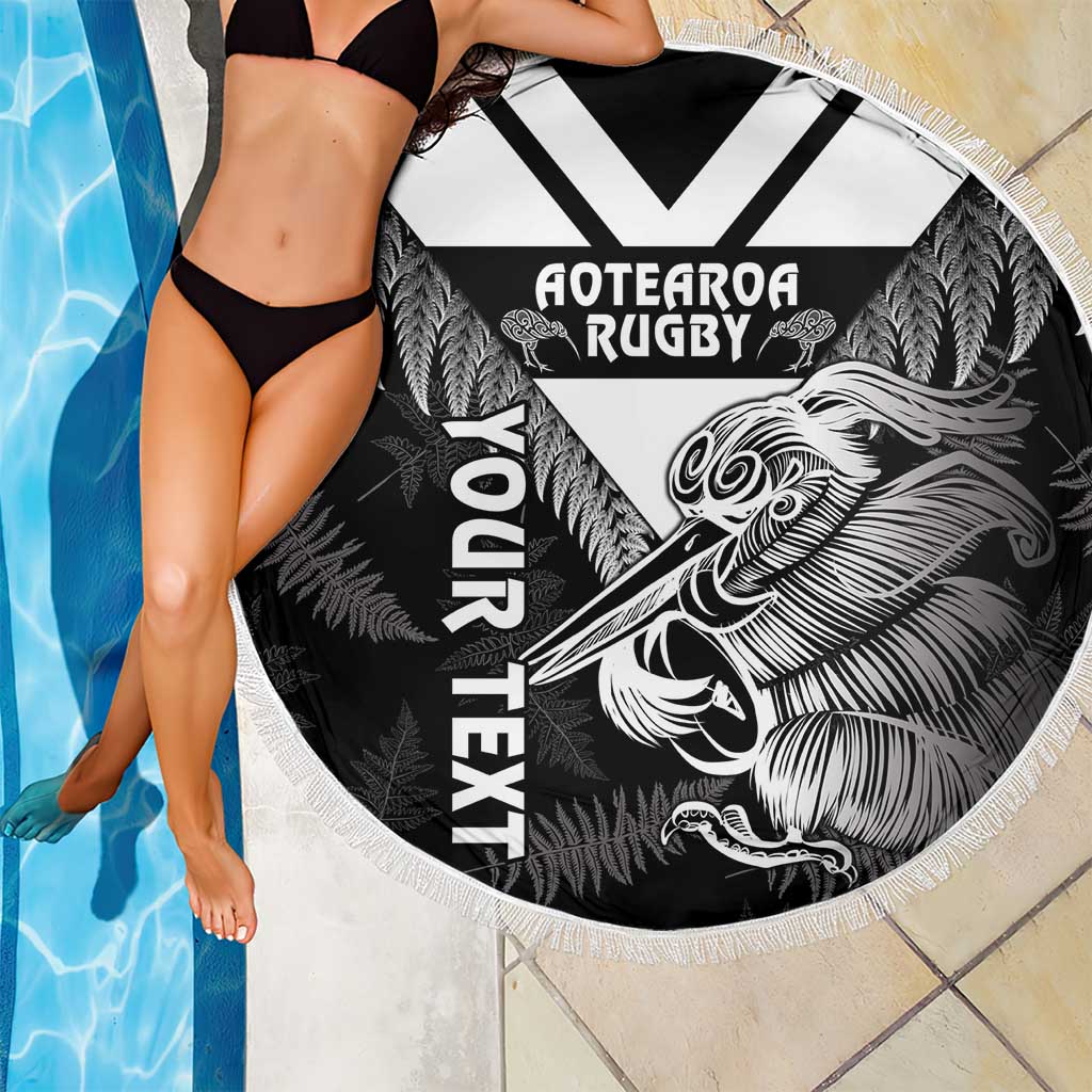 Aotearoa Silver Fern Rugby Custom Beach Blanket 2024 Go Kiwi LT14 - Polynesian Pride