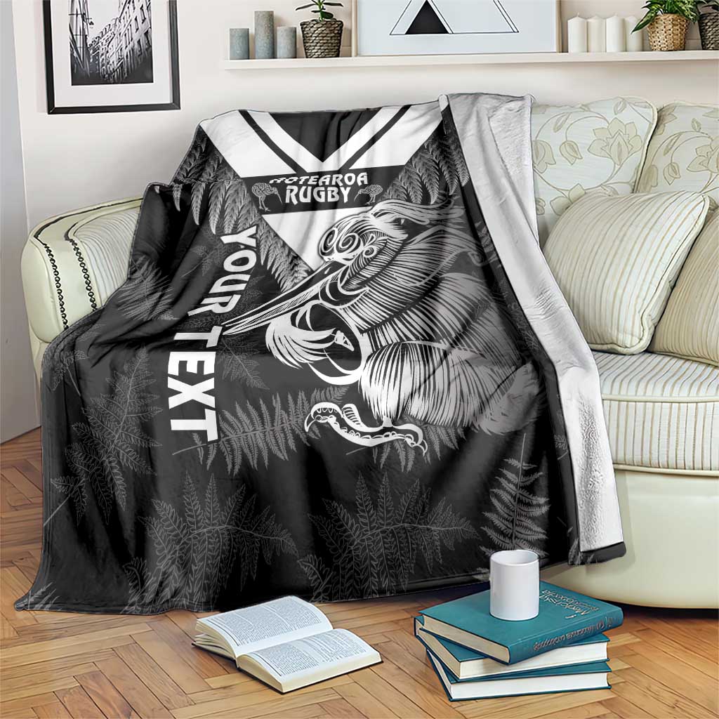 Aotearoa Silver Fern Rugby Custom Blanket 2024 Go Kiwi LT14 Black - Polynesian Pride