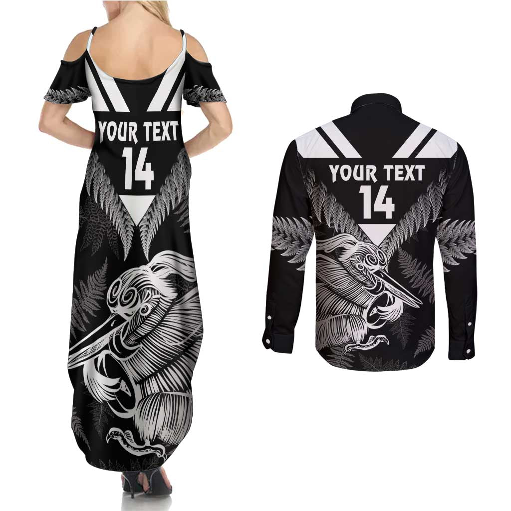 Aotearoa Silver Fern Rugby Custom Couples Matching Summer Maxi Dress and Long Sleeve Button Shirt 2024 Go Kiwi LT14 - Polynesian Pride
