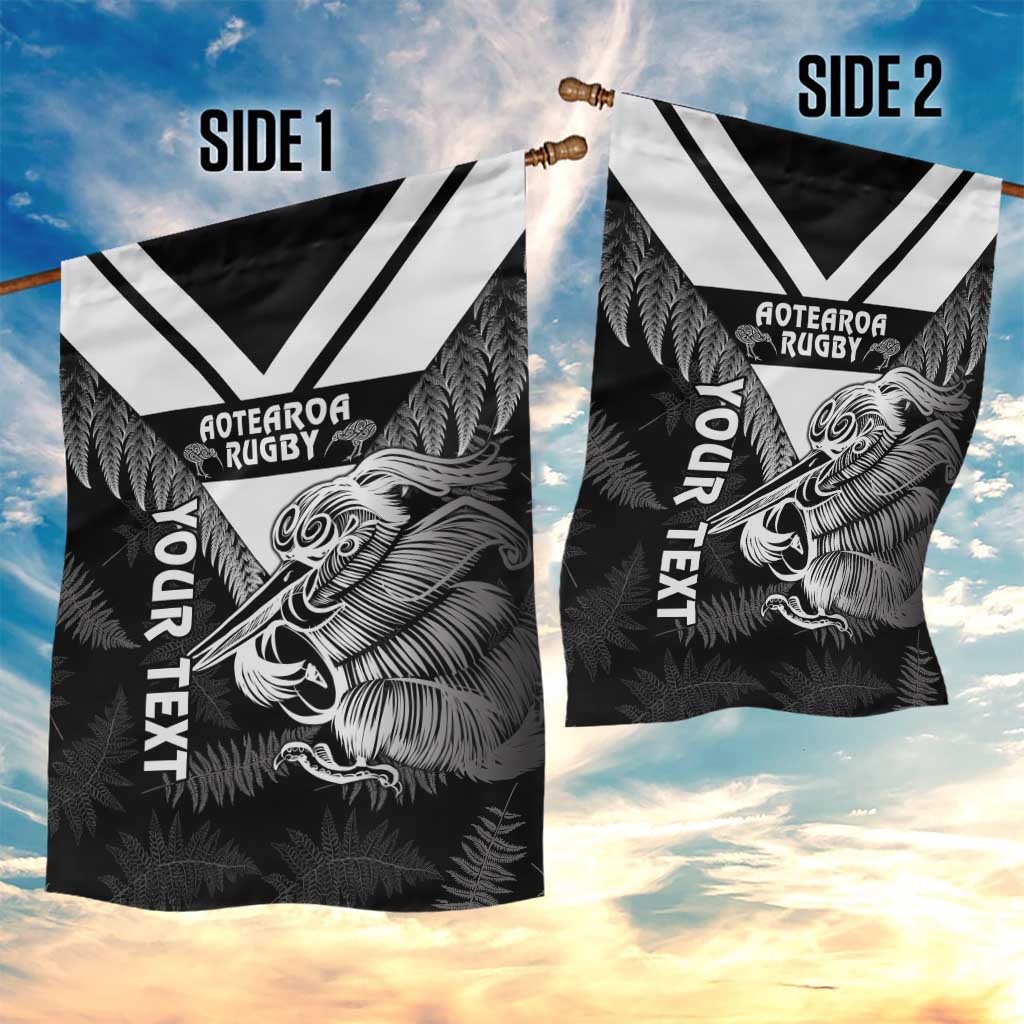 Aotearoa Silver Fern Rugby Custom Garden Flag 2024 Go Kiwi LT14 - Polynesian Pride