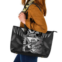 Aotearoa Silver Fern Rugby Custom Leather Tote Bag 2024 Go Kiwi LT14 Black - Polynesian Pride