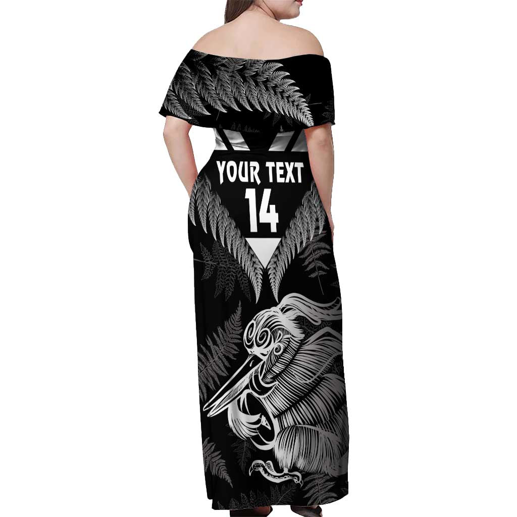 Aotearoa Silver Fern Rugby Custom Off Shoulder Maxi Dress 2024 Go Kiwi LT14 - Polynesian Pride