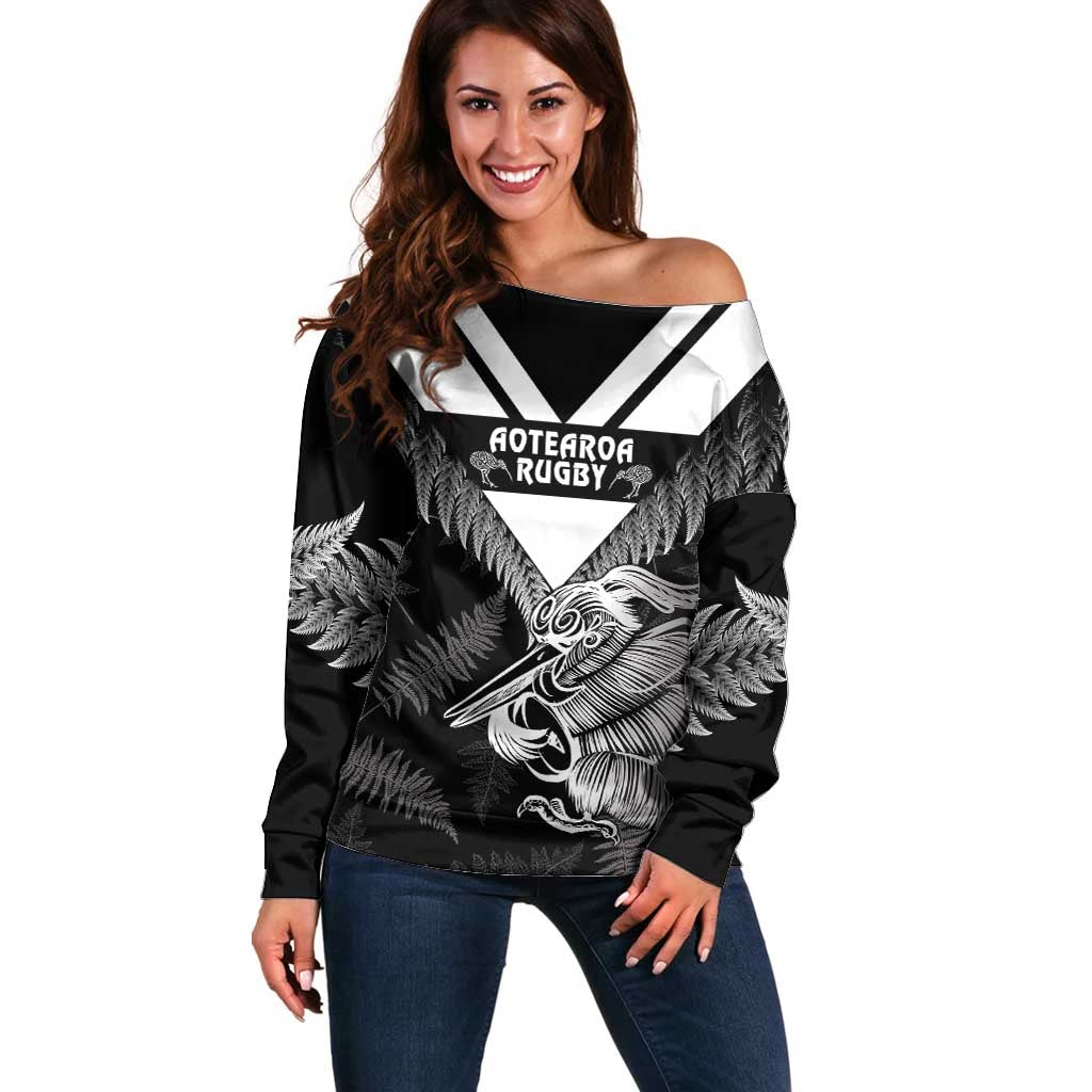 Aotearoa Silver Fern Rugby Custom Off Shoulder Sweater 2024 Go Kiwi