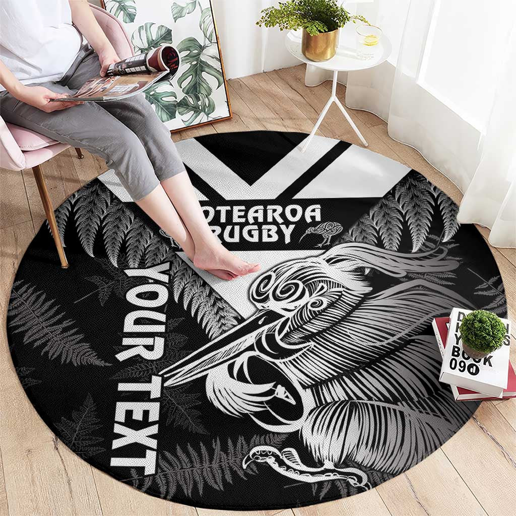 Aotearoa Silver Fern Rugby Custom Round Carpet 2024 Go Kiwi