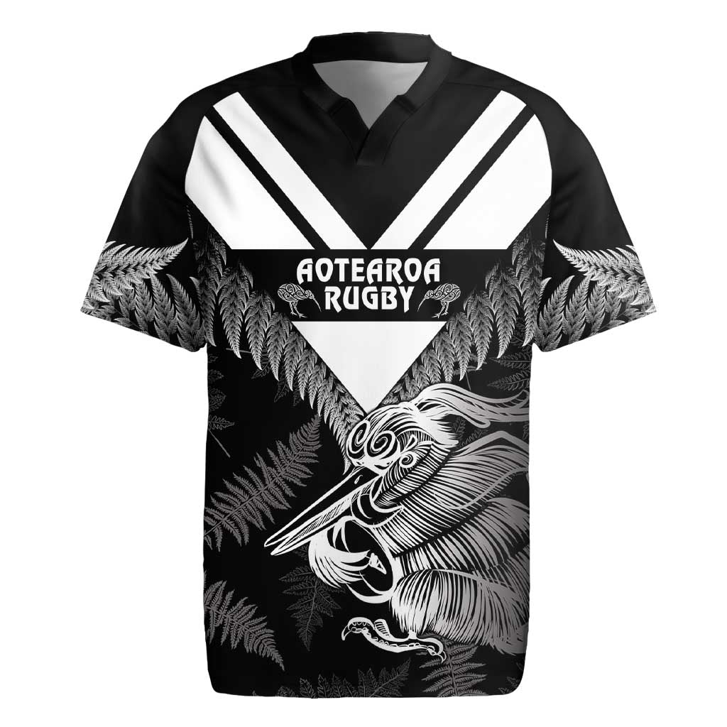 Aotearoa Silver Fern Rugby Custom Rugby Jersey 2024 Go Kiwi LT14 Black - Polynesian Pride