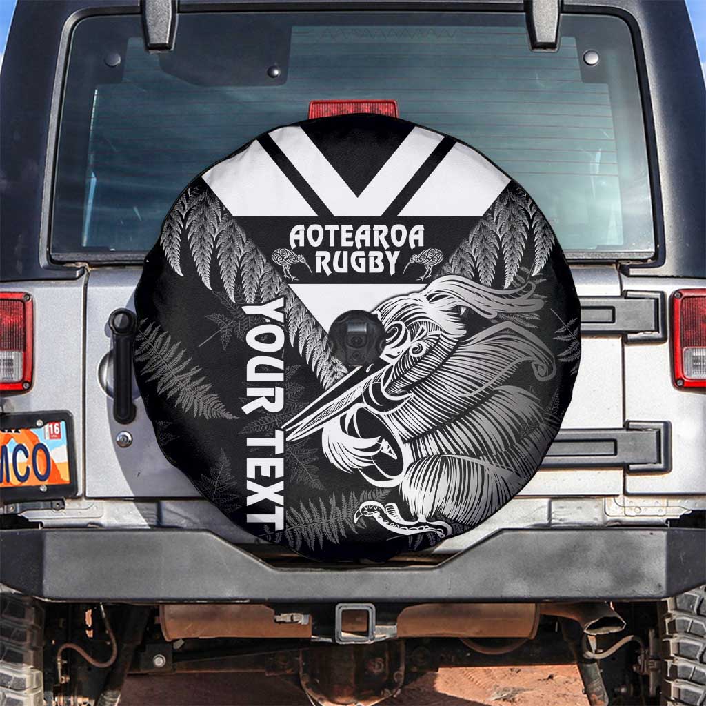 Aotearoa Silver Fern Rugby Custom Spare Tire Cover 2024 Go Kiwi LT14 Black - Polynesian Pride