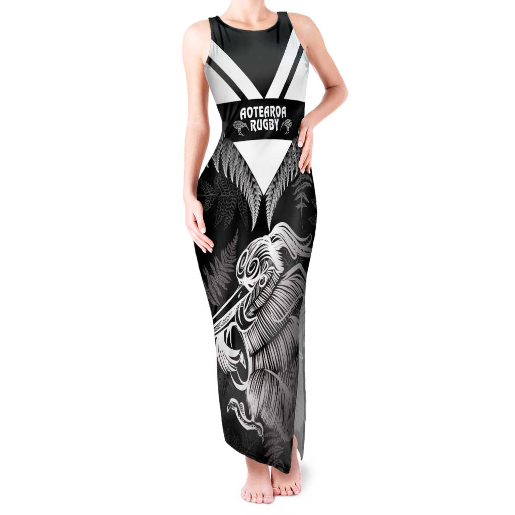 Aotearoa Silver Fern Rugby Custom Tank Maxi Dress 2024 Go Kiwi LT14 Women Black - Polynesian Pride