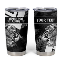 Custom Aotearoa Silver Fern Rugby Tumbler Cup 2024 Go Kiwi LT14 Black - Polynesian Pride