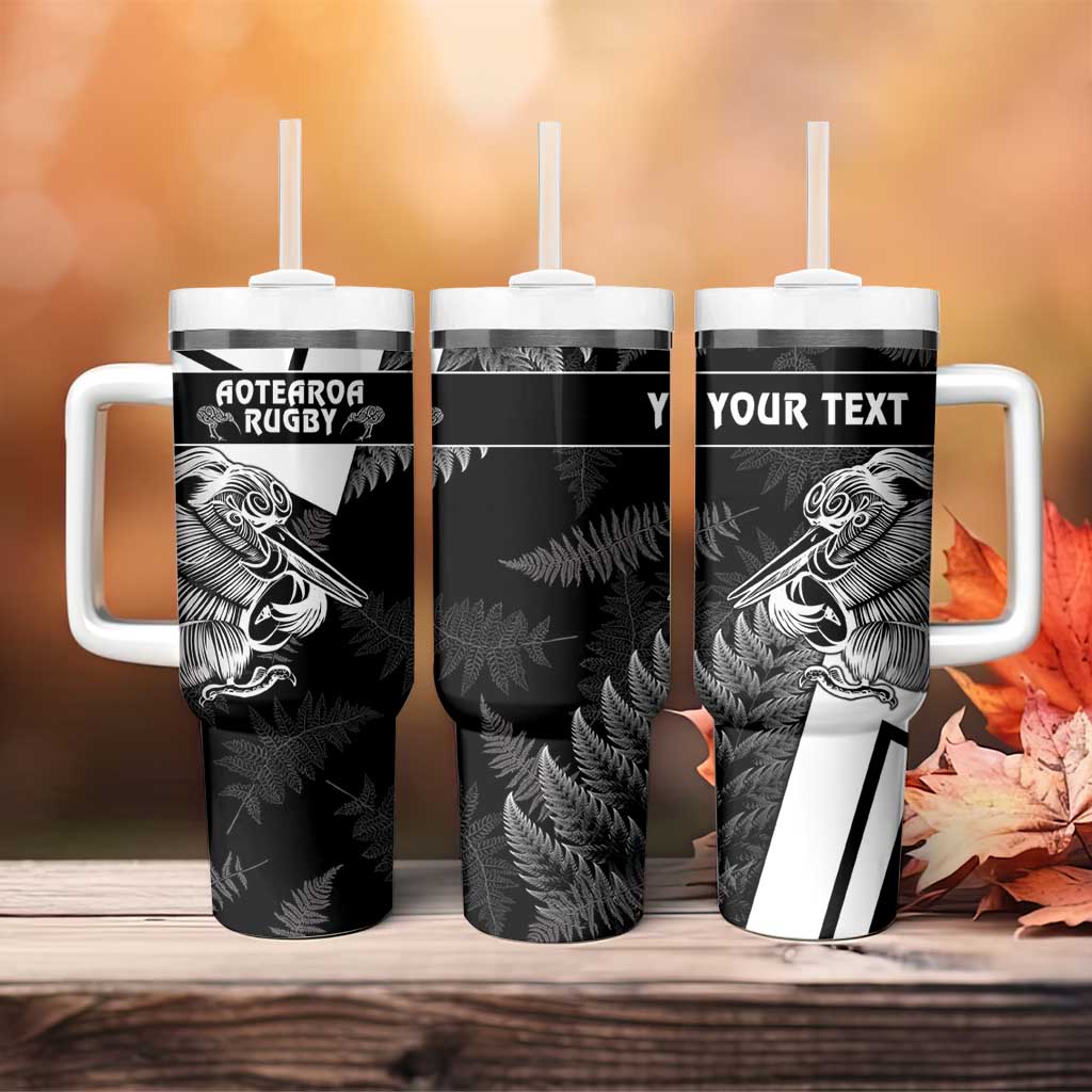 Custom Aotearoa Silver Fern Rugby Tumbler With Handle 2024 Go Kiwi LT14 - Polynesian Pride
