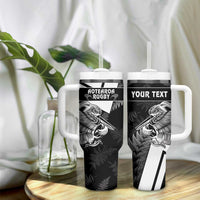 Custom Aotearoa Silver Fern Rugby Tumbler With Handle 2024 Go Kiwi LT14 - Polynesian Pride
