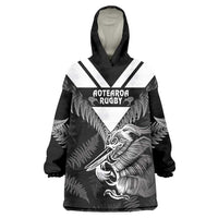 Aotearoa Silver Fern Rugby Custom Wearable Blanket Hoodie 2024 Go Kiwi LT14 One Size Black - Polynesian Pride