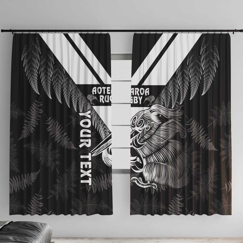 Aotearoa Silver Fern Rugby Custom Window Curtain 2024 Go Kiwi LT14 With Hooks Black - Polynesian Pride