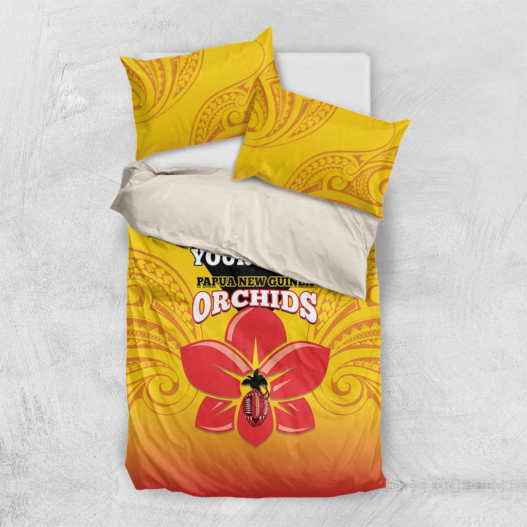 Orchids PNG Rugby Custom Bedding Set Go Champions Papua New Guinea