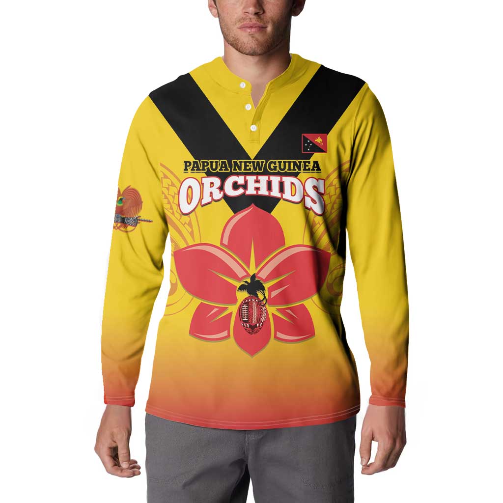 Orchids PNG Rugby Custom Button Sweatshirt Go Champions Papua New Guinea LT14 - Polynesian Pride