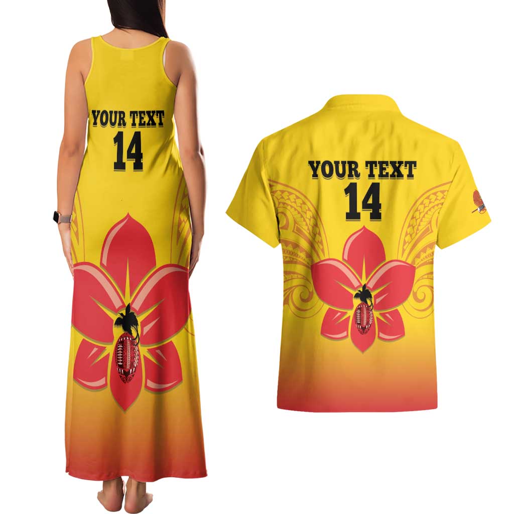 Orchids PNG Rugby Custom Couples Matching Tank Maxi Dress and Hawaiian Shirt Go Champions Papua New Guinea
