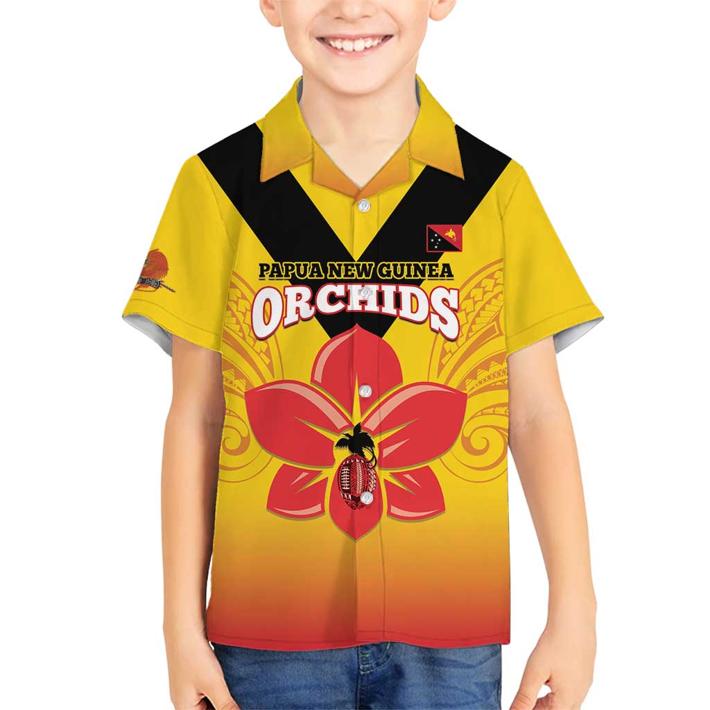 Orchids PNG Rugby Custom Family Matching Long Sleeve Bodycon Dress and Hawaiian Shirt Go Champions Papua New Guinea