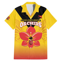 Orchids PNG Rugby Custom Family Matching Mermaid Dress and Hawaiian Shirt Go Champions Papua New Guinea