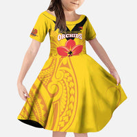 Orchids PNG Rugby Custom Family Matching Puletasi and Hawaiian Shirt Go Champions Papua New Guinea