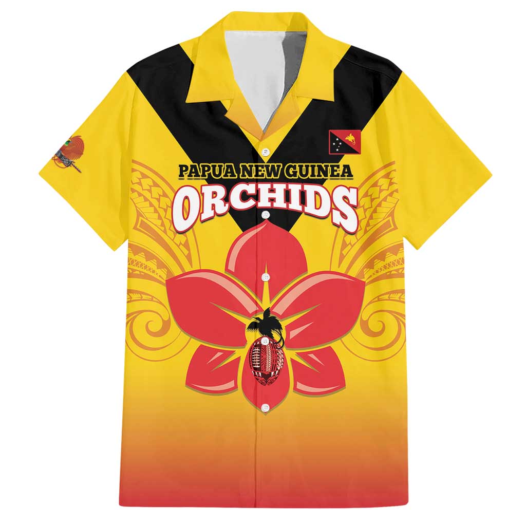 Orchids PNG Rugby Custom Family Matching Short Sleeve Bodycon Dress and Hawaiian Shirt Go Champions Papua New Guinea