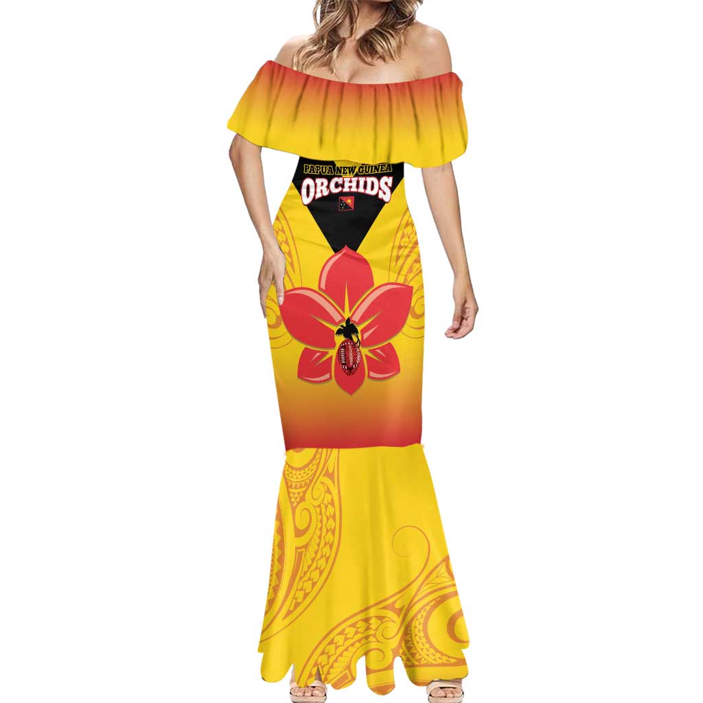 Orchids PNG Rugby Custom Mermaid Dress Go Champions Papua New Guinea