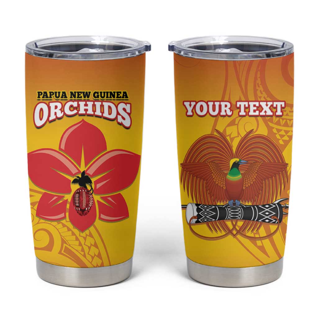 Custom Orchids PNG Rugby Tumbler Cup Go Champions Papua New Guinea LT14 Yellow - Polynesian Pride