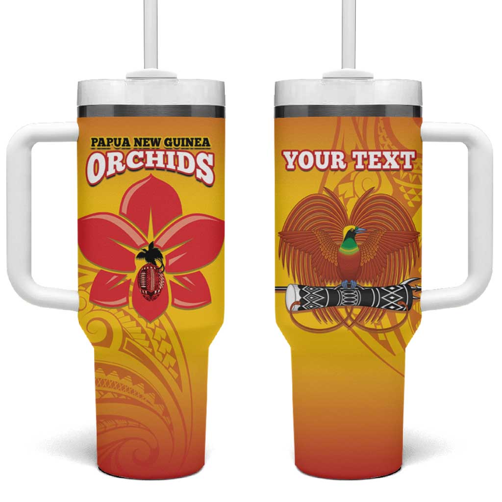Custom Orchids PNG Rugby Tumbler With Handle Go Champions Papua New Guinea LT14 One Size: 40 oz Yellow - Polynesian Pride