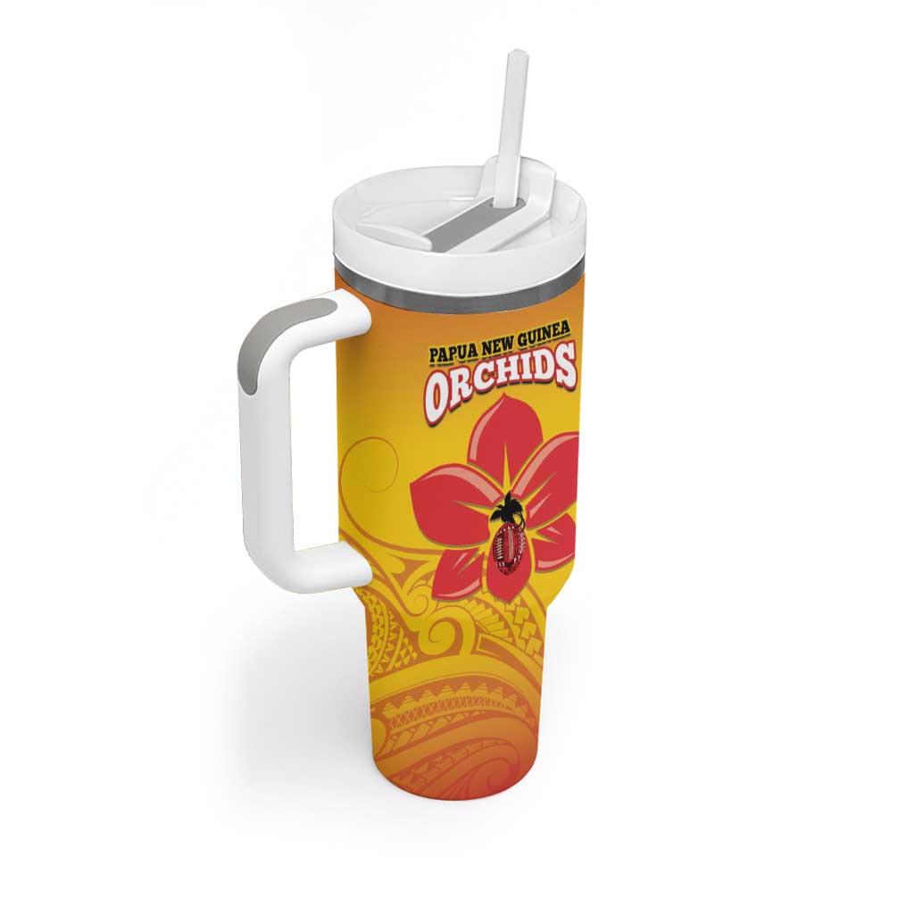 Custom Orchids PNG Rugby Tumbler With Handle Go Champions Papua New Guinea LT14 - Polynesian Pride